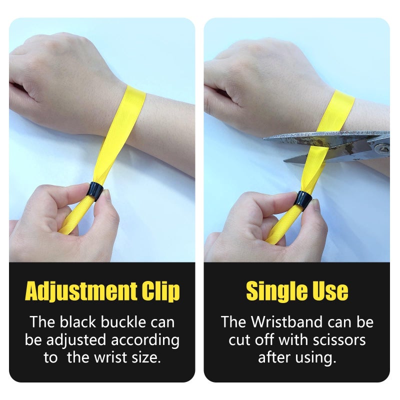 Comflora 100 Pcs Cloth Wristbands  Disposable for Events  Colored Lightweight Concert Club Entrance Wrist Strap Party (Yellow) - Image 4
